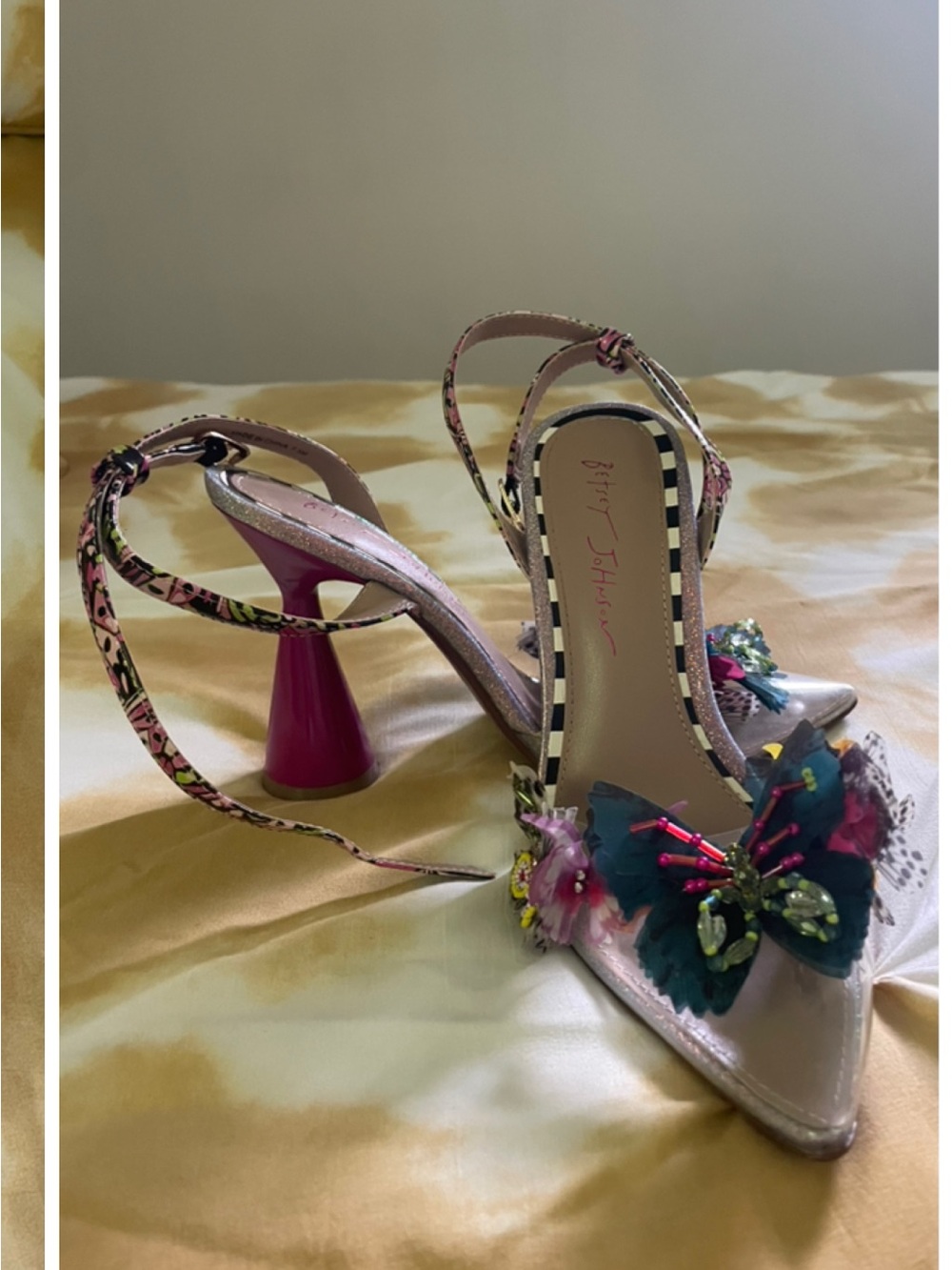 Betsey Johnson Multicolor Butterfly Embellished Ankle-Strap Heels - Picture 2 of 2